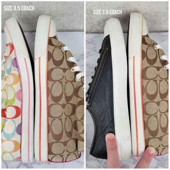 Coach Women's High Top Sneakers Brown Logo Canvas and Pink Embroidery - Picture 15 of 16